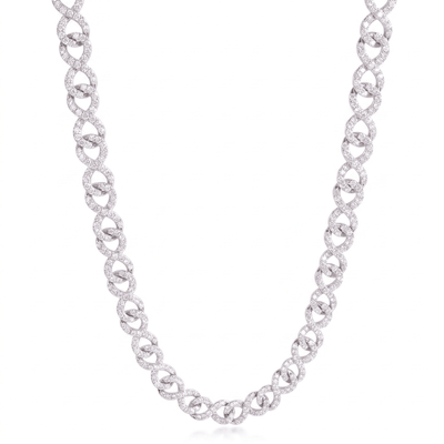 ‘Never Ending’ Infinity Loop chain featuring a sparkling, intricately linked design crafted to evoke endless elegance and timeless style.