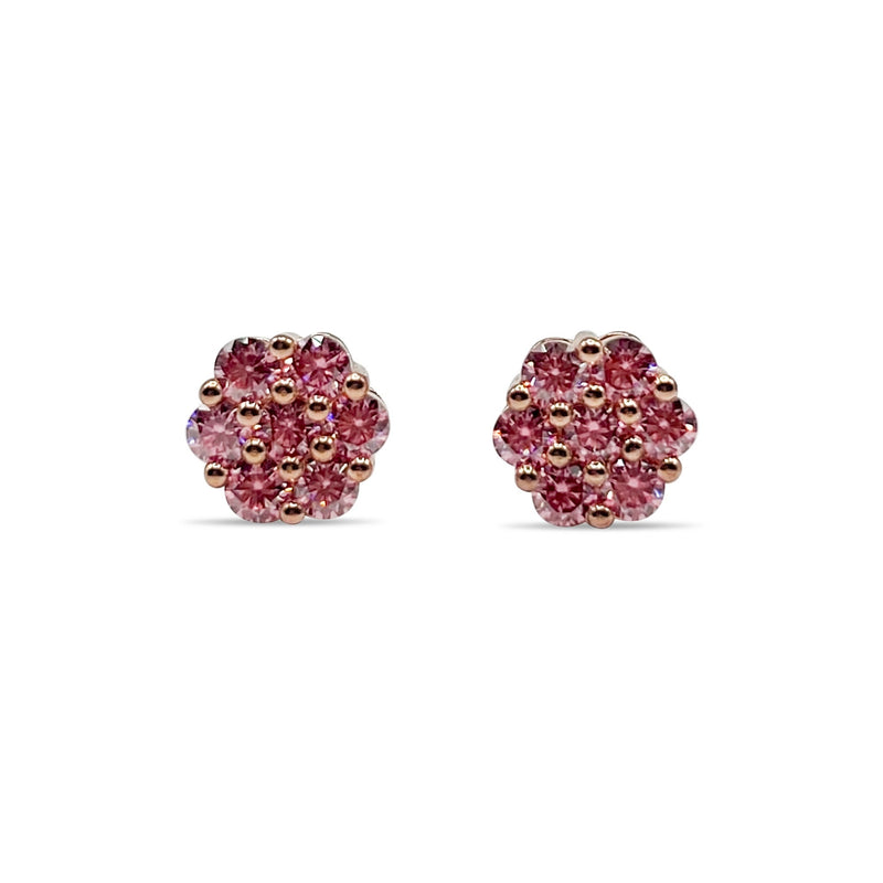 Luxurious Pink Cluster Earrings VVS1 Lab Stones-Jamilah Jewels