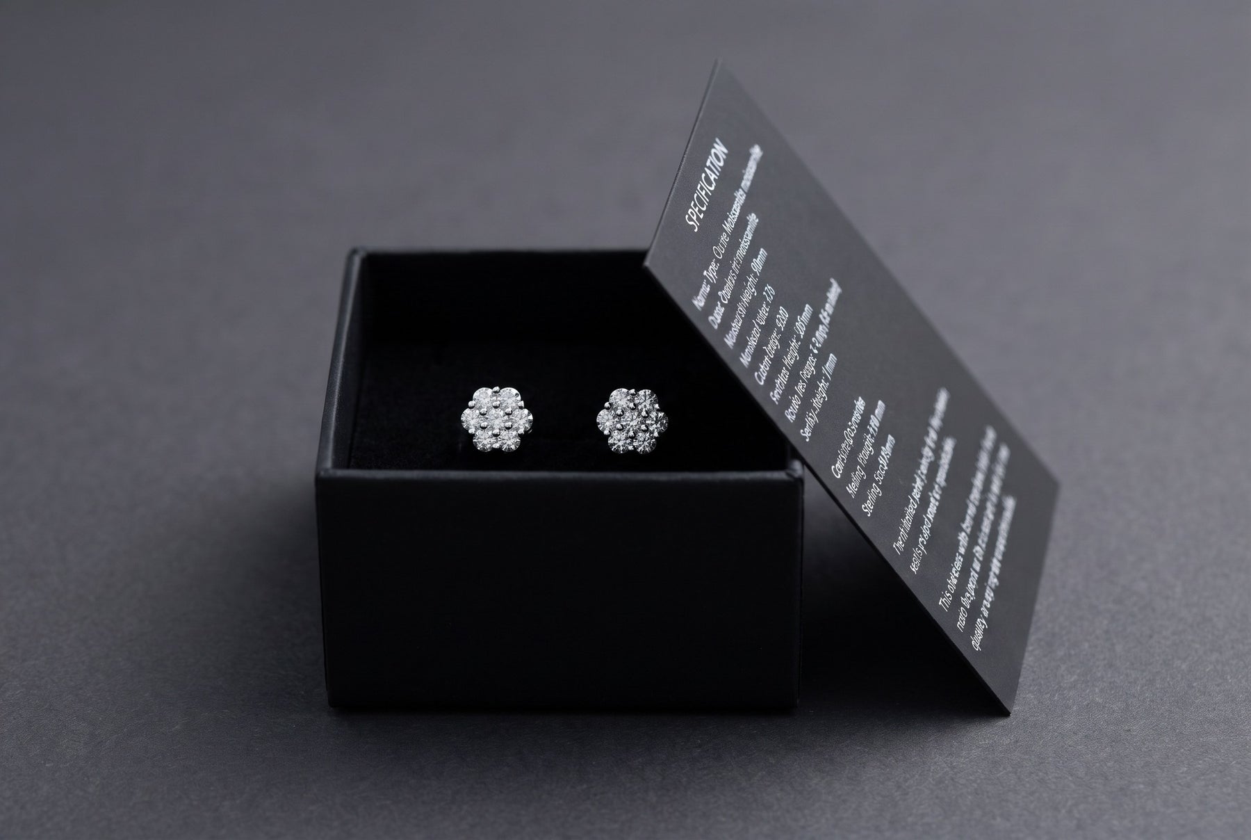The printed specification card that ships in every box