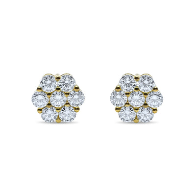 12mm Luxurious Cluster Earrings VVS1 Lab Stones-Jamilah Jewels