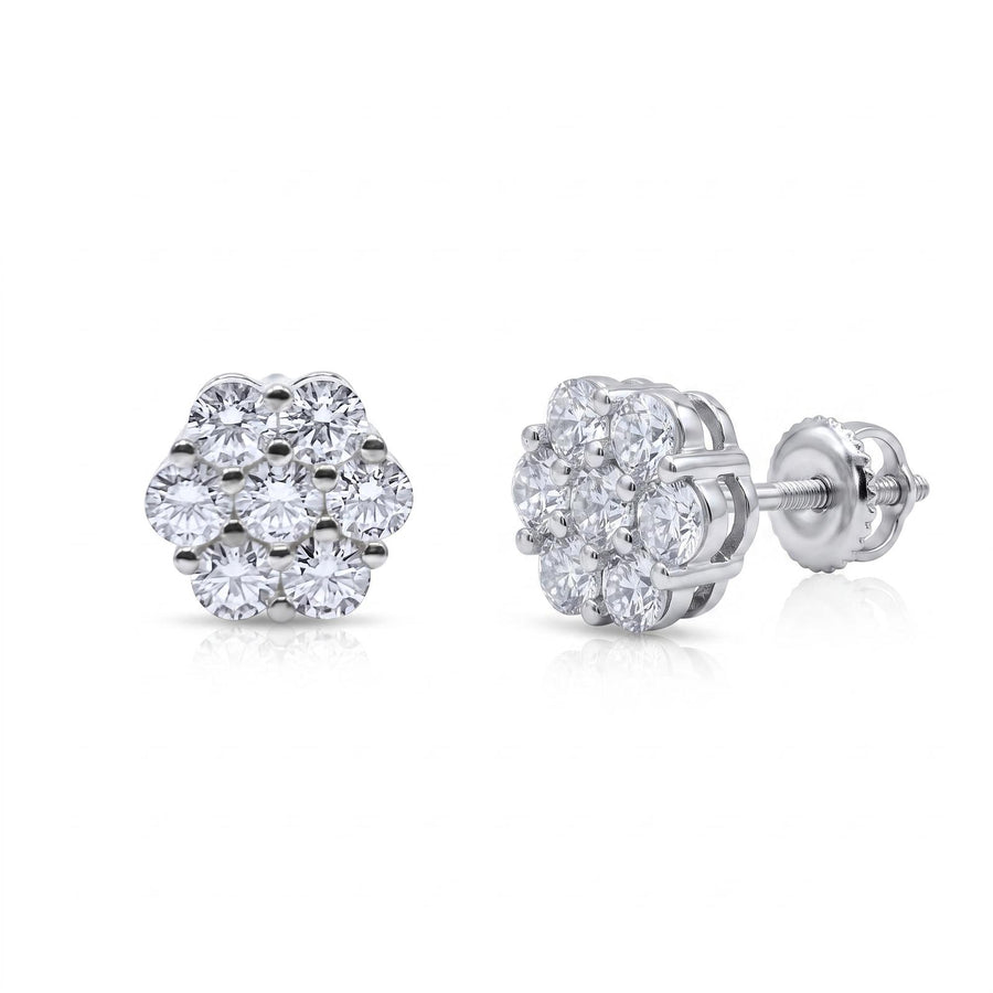12mm Luxurious Cluster Earrings - pair shown front and side with screw-back post