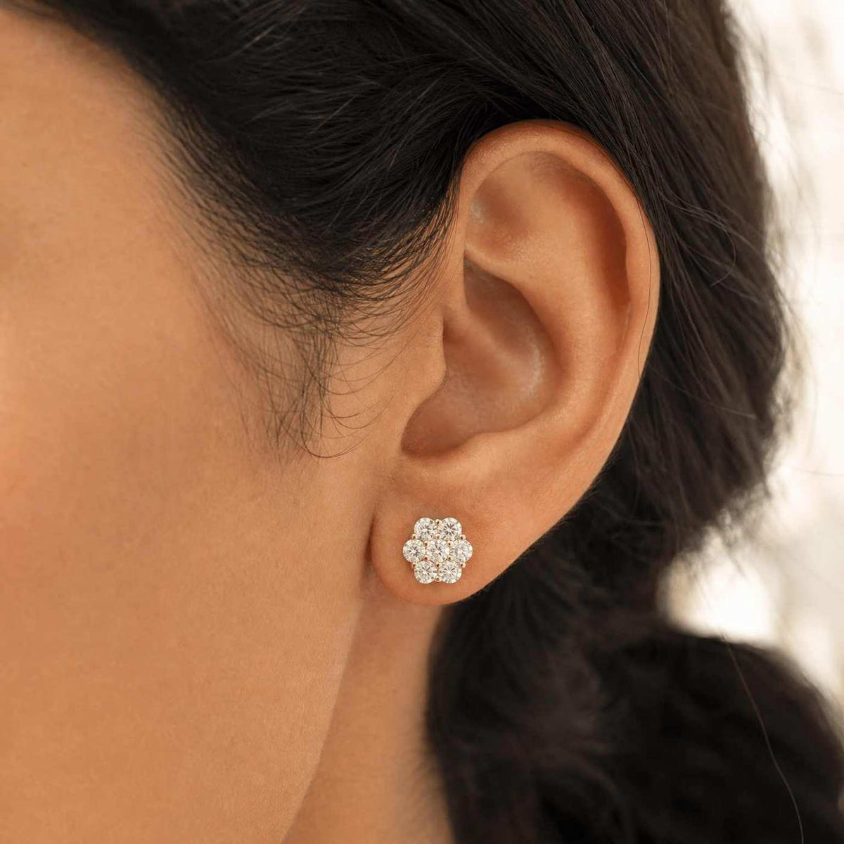 Luxurious Cluster Earrings VVS1 Lab Stones by Jamilah Jewels - VVS Moissanite & .925 Sterling Silver Jewelry