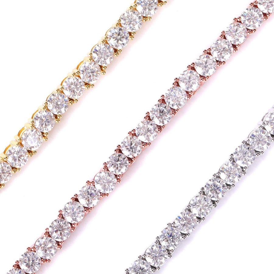4mm Tennis Chain with Round-Cut Lab Stone close-up - VVS Moissanite & .925 Sterling Silver - Jamilah Jewels