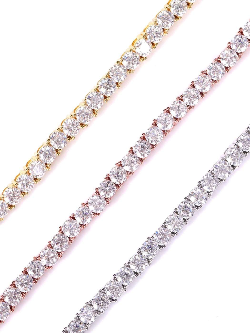 4mm Tennis Chain with Round-Cut Lab Stone close-up - VVS Moissanite & .925 Sterling Silver - Jamilah Jewels