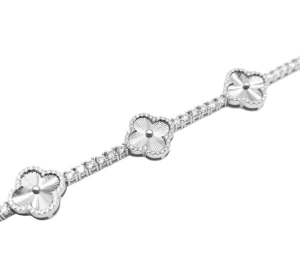 3mm Luxe Clover Tennis Bracelet — VVS Moissanite .925 Sterling Silver — Jamilah Jewels