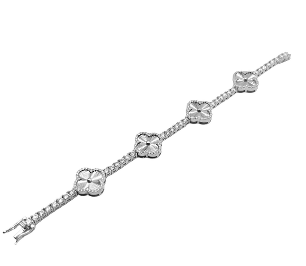 3MM Clover Tennis Bracelet | VVS Silver | Jamilah Jewels