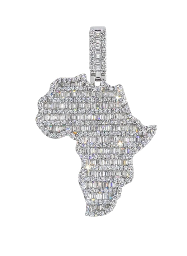 Royal Heritage Africa Outline Pendant — VVS Moissanite .925 Sterling Silver — Jamilah Jewels