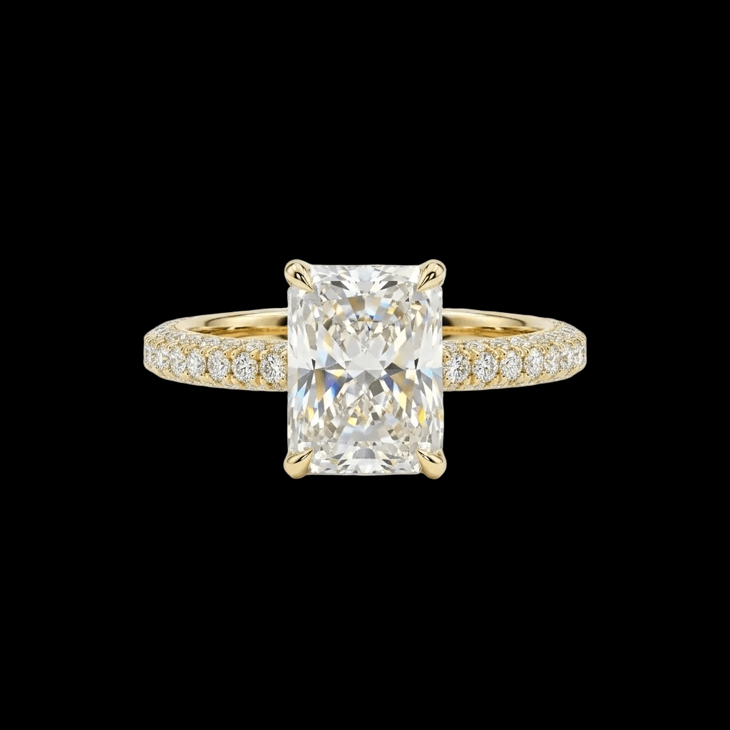 Custom 2 CT radiant cut wedding ring by Jamilah Jewels - 2.01 carat lab diamond in solid 14k gold