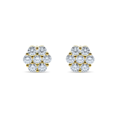 9mm Luxurious Cluster Earrings VVS1 Lab Stones-Jamilah Jewels