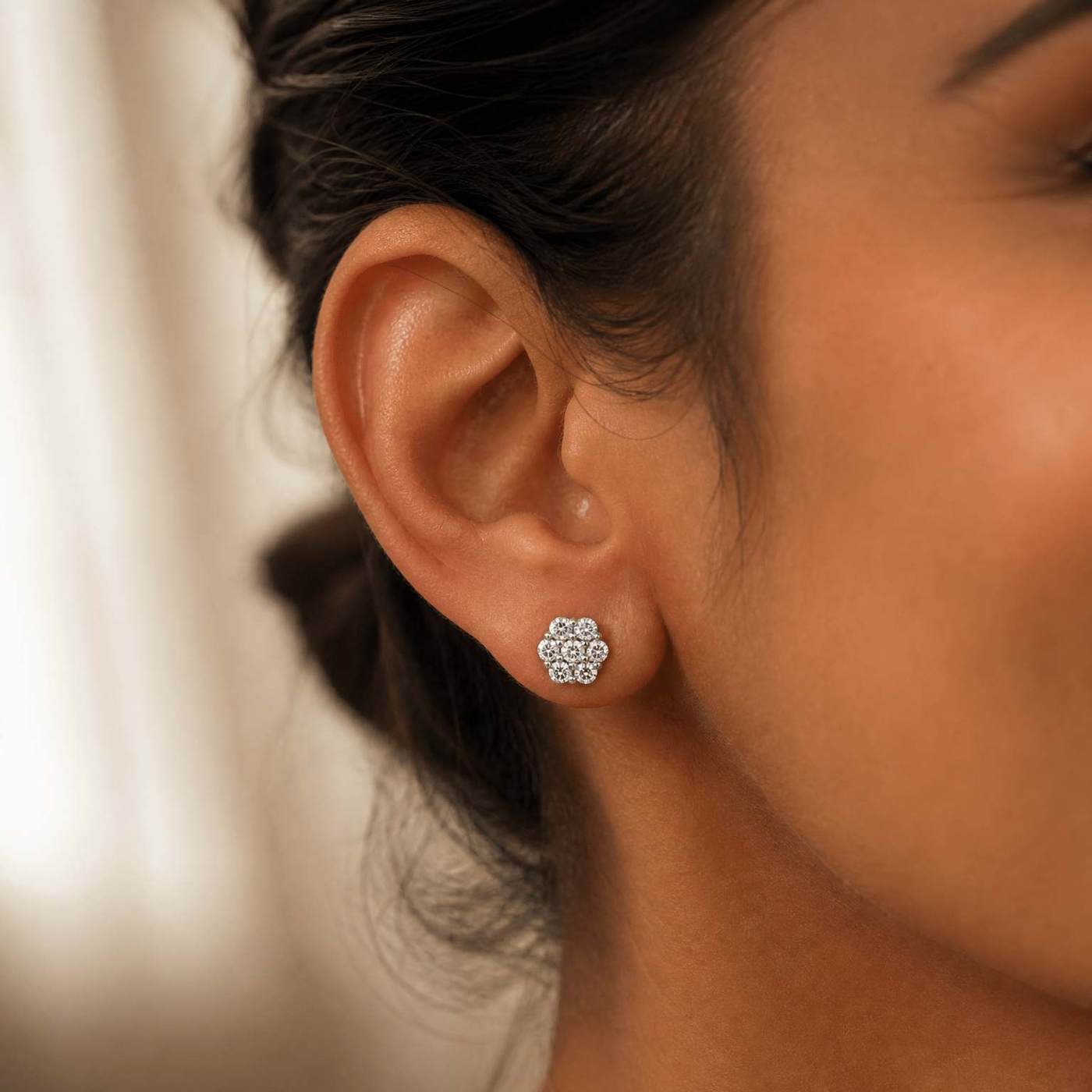 Luxurious Cluster Earrings VVS1 Lab Stones by Jamilah Jewels - VVS Moissanite & .925 Sterling Silver Jewelry