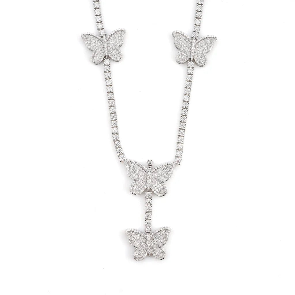 Butterfly Dreamline Tennis Chain with VVS Moissanite Stones in .925 Sterling Silver by Jamilah Jewels