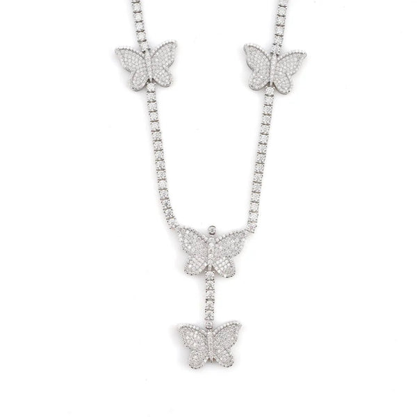 Butterfly Dreamline Tennis Chain with VVS Moissanite Stones in .925 Sterling Silver by Jamilah Jewels