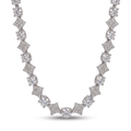 ‘Flow State’ Artistic Link chain featuring alternating sparkling round and diamond-shaped links embellished with clear stones, crafted in polished silver.