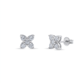 Sophisticated Crossed Icon Earrings featuring a delicate design with four sparkling stones arranged in a cross shape, crafted in polished .925 silver for an elegant look.