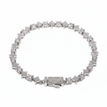Silver bracelet with diamonds on a white background
