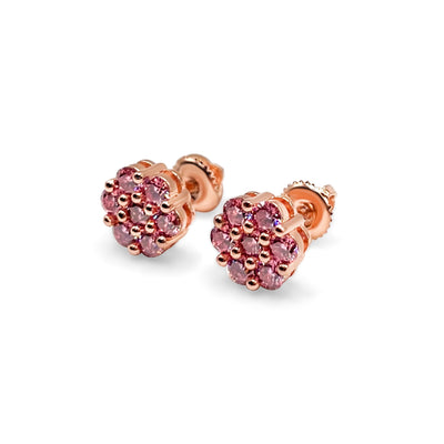 Luxurious Pink Cluster Earrings VVS1 Lab Stones-Jamilah Jewels