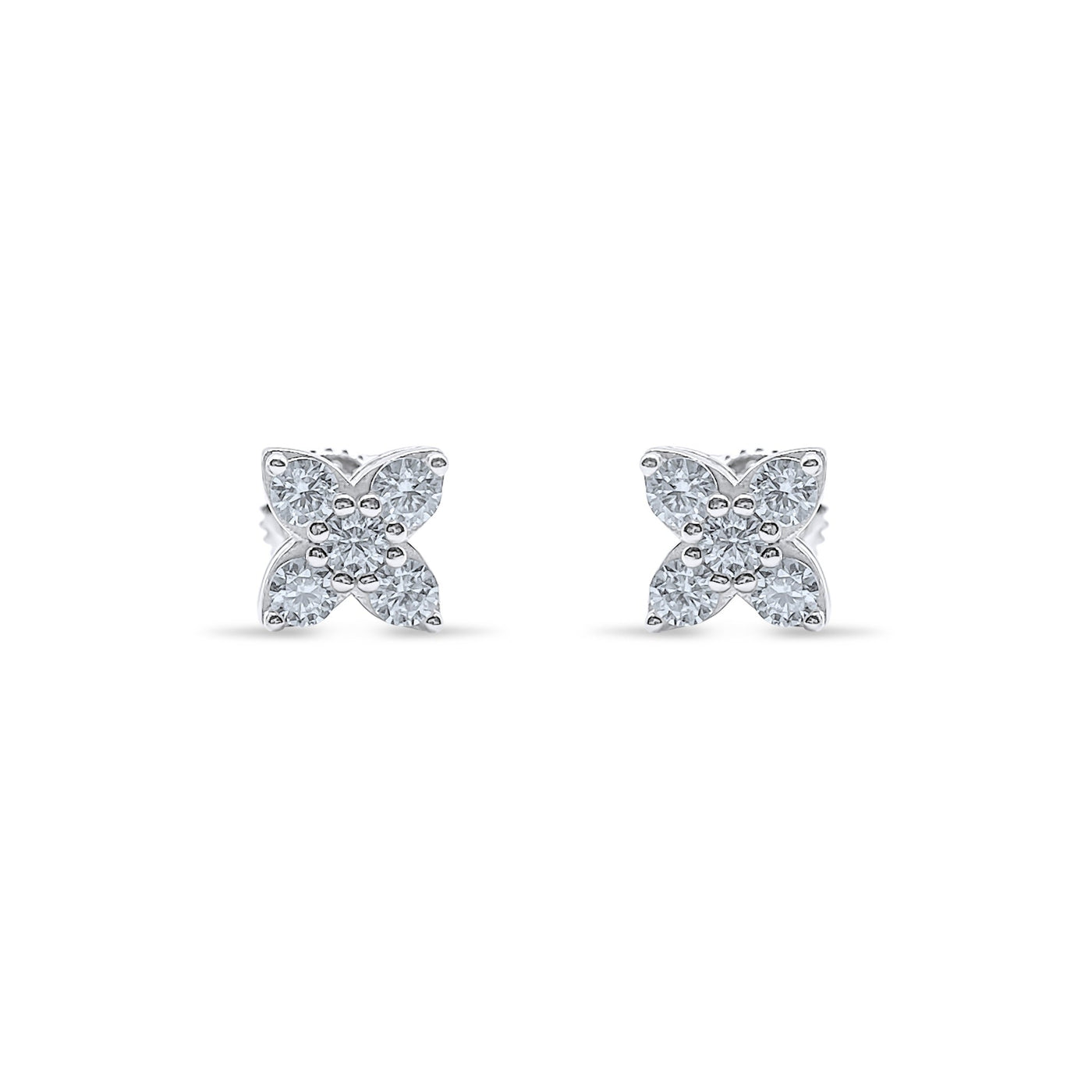Sophisticated Crossed Icon Earrings featuring a delicate floral-inspired design set with shimmering stones in polished silver for an elegant and timeless look.