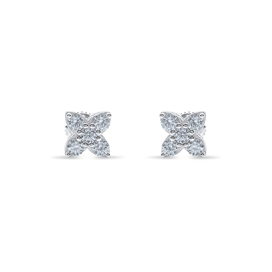 Sophisticated Crossed Icon Earrings featuring a delicate floral-inspired design set with shimmering stones in polished silver for an elegant and timeless look.