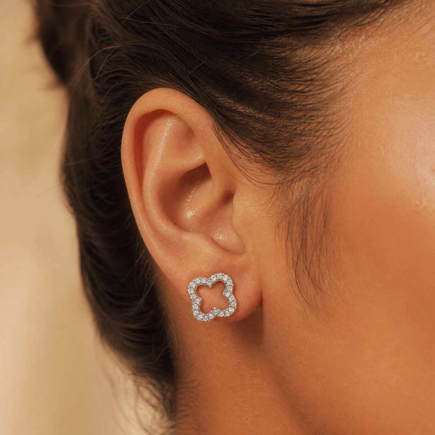 'Luxe Clover' Timeless Earrings by Jamilah Jewels - VVS Moissanite & .925 Sterling Silver Jewelry