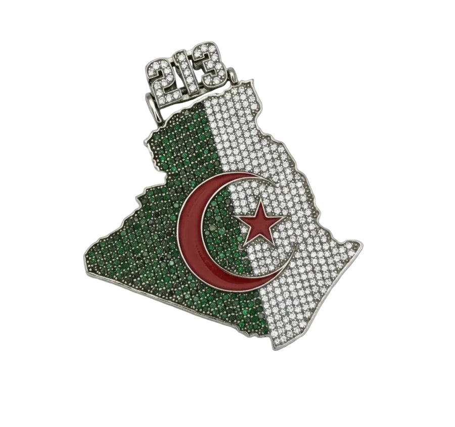 Custom Country Outline Pendant by Jamilah Jewels - VVS Moissanite & .925 Sterling Silver Jewelry
