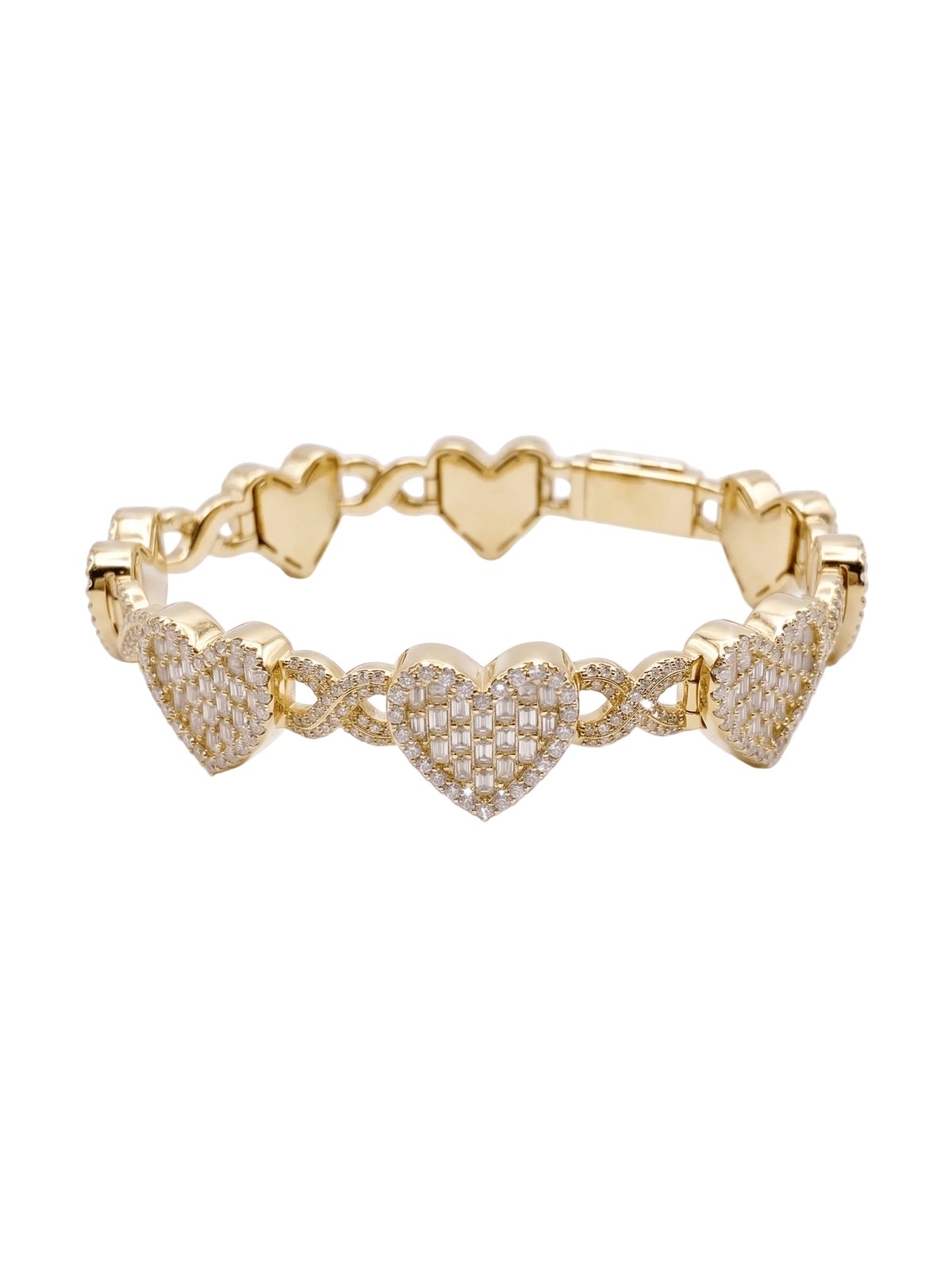 ‘Eternal Flame’ Baguette Heart Bracelet by Jamilah Jewels - VVS Moissanite & .925 Sterling Silver Jewelry
