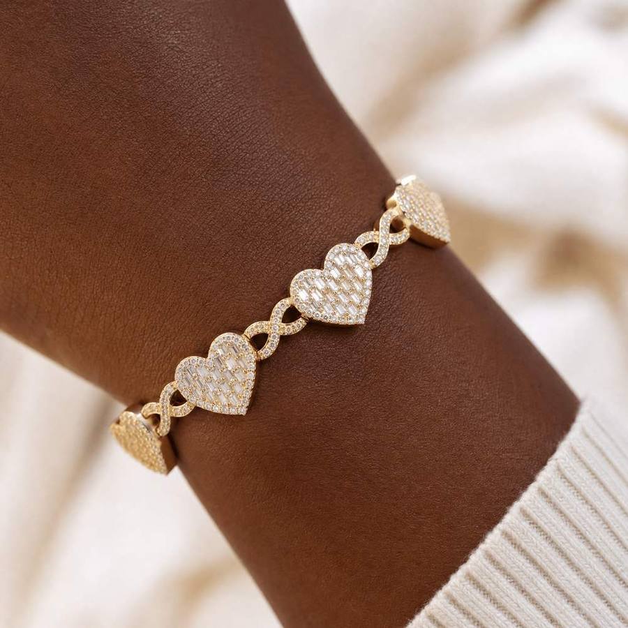 ‘Eternal Flame’ Baguette Heart Bracelet by Jamilah Jewels - VVS Moissanite & .925 Sterling Silver Jewelry
