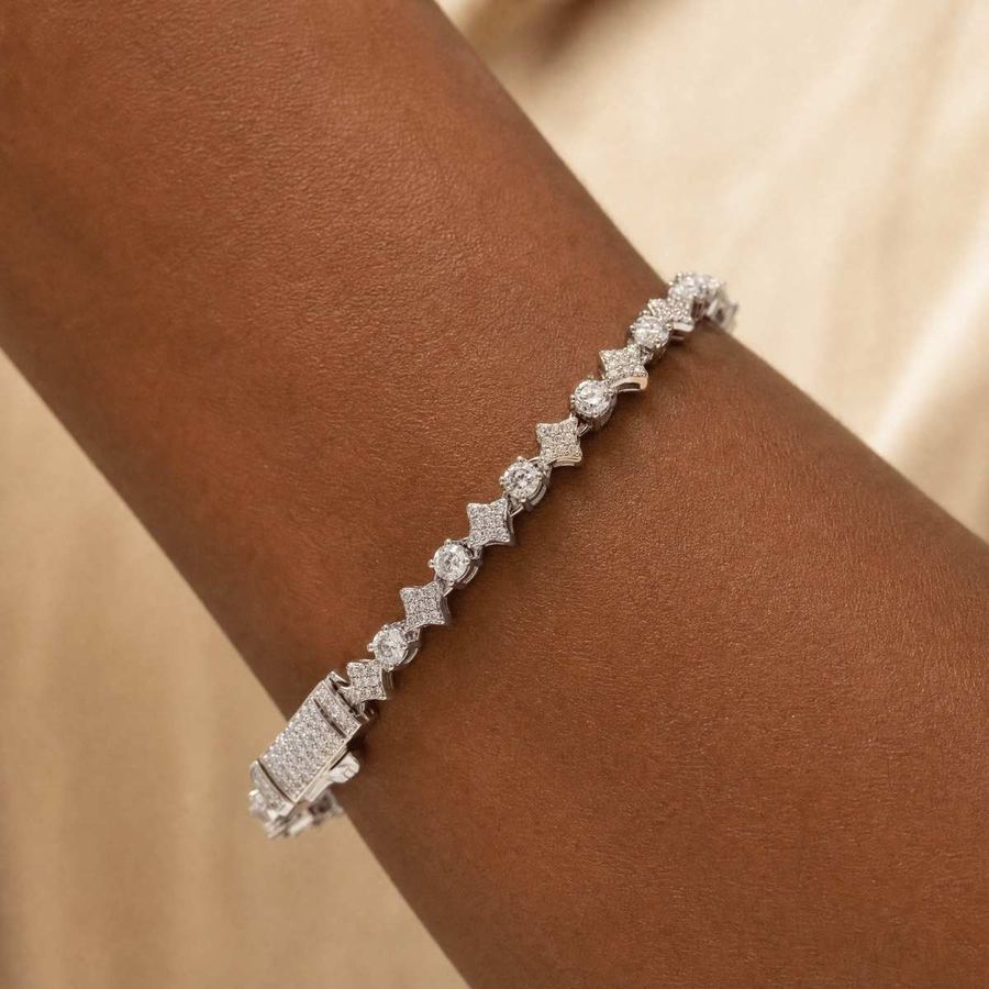 ‘Flow State’ Artistic Link Bracelet by Jamilah Jewels - VVS Moissanite & .925 Sterling Silver Jewelry