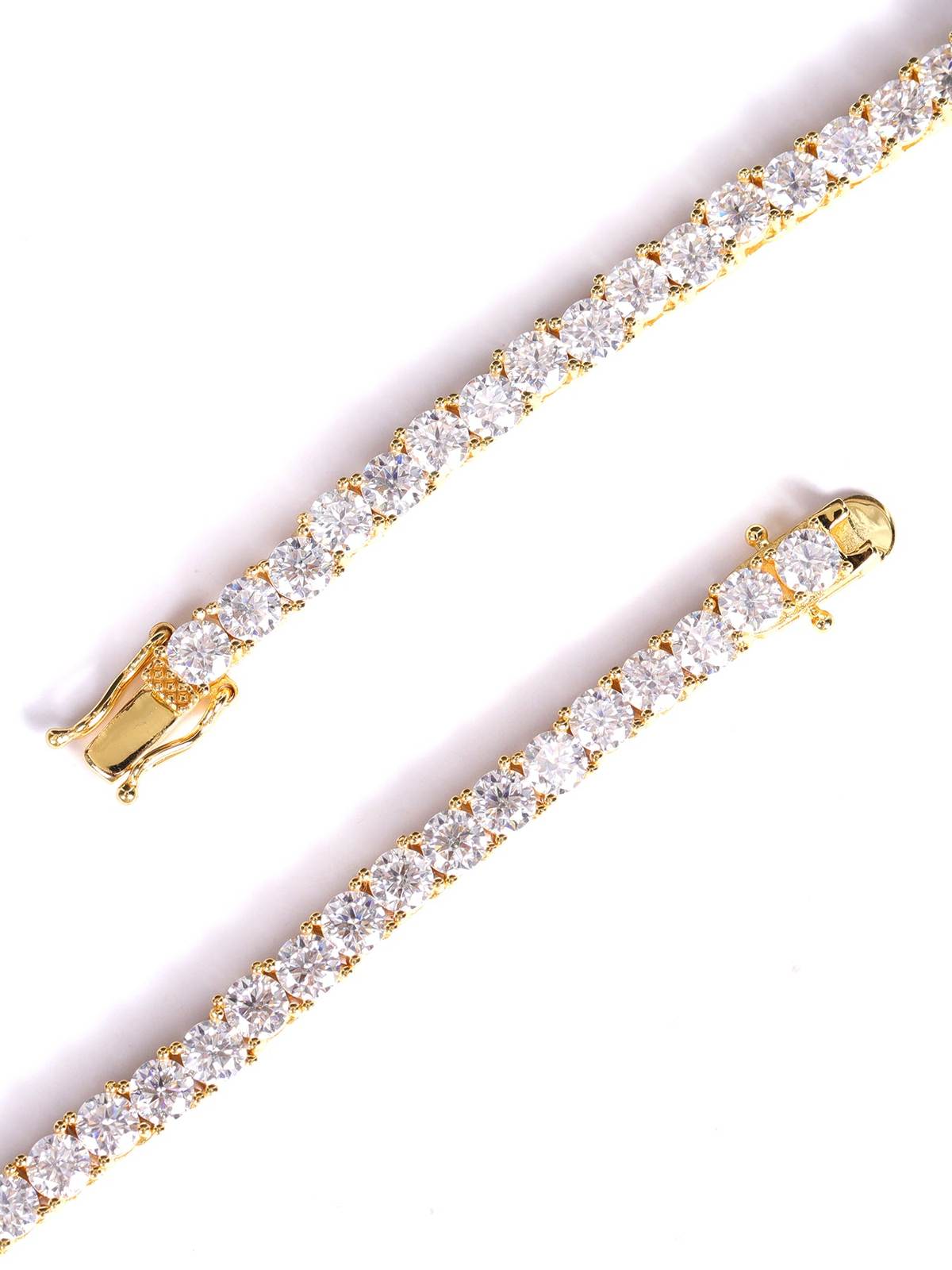 4mm Tennis Chain with Round-Cut Lab Stone close-up - VVS Moissanite & .925 Sterling Silver - Jamilah Jewels