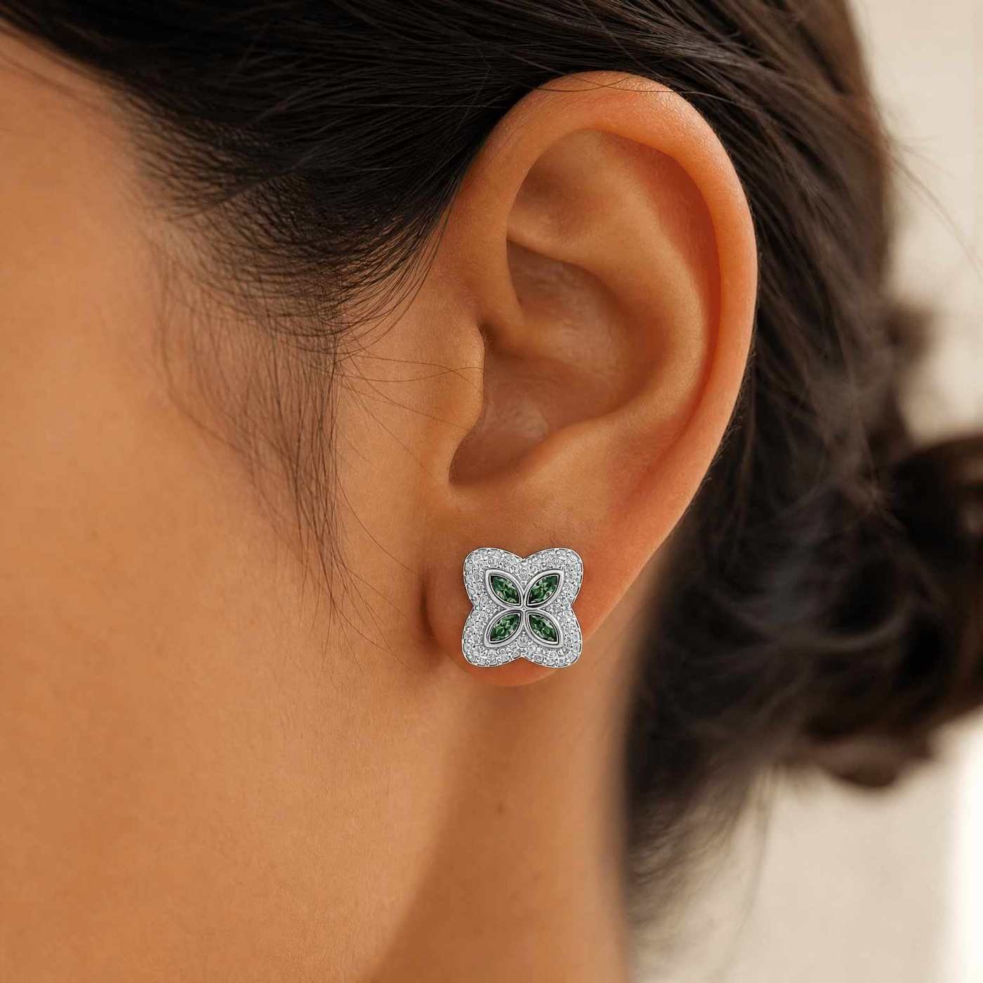 Emerald Radiance Marquise Earrings by Jamilah Jewels - VVS Moissanite & .925 Sterling Silver Jewelry