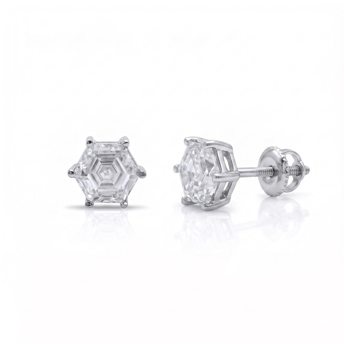 Hexaluxe Regal Statement Earrings - pair shown front and side with screw-back post