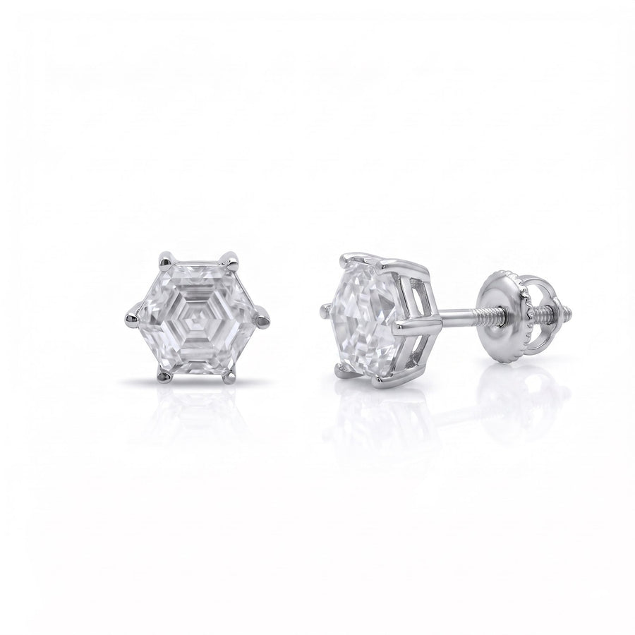 Hexaluxe Regal Statement Earrings - pair shown front and side with screw-back post