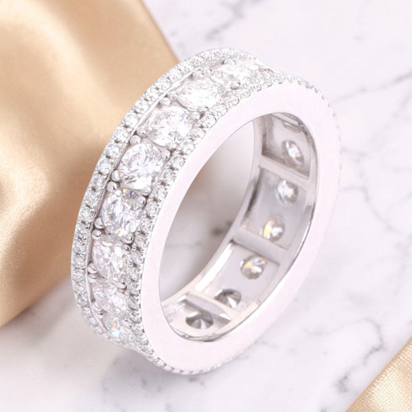 Bold Legacy Modern Edge VVS Moissanite Ring in .925 Sterling Silver on Marble - Jamilah Jewels