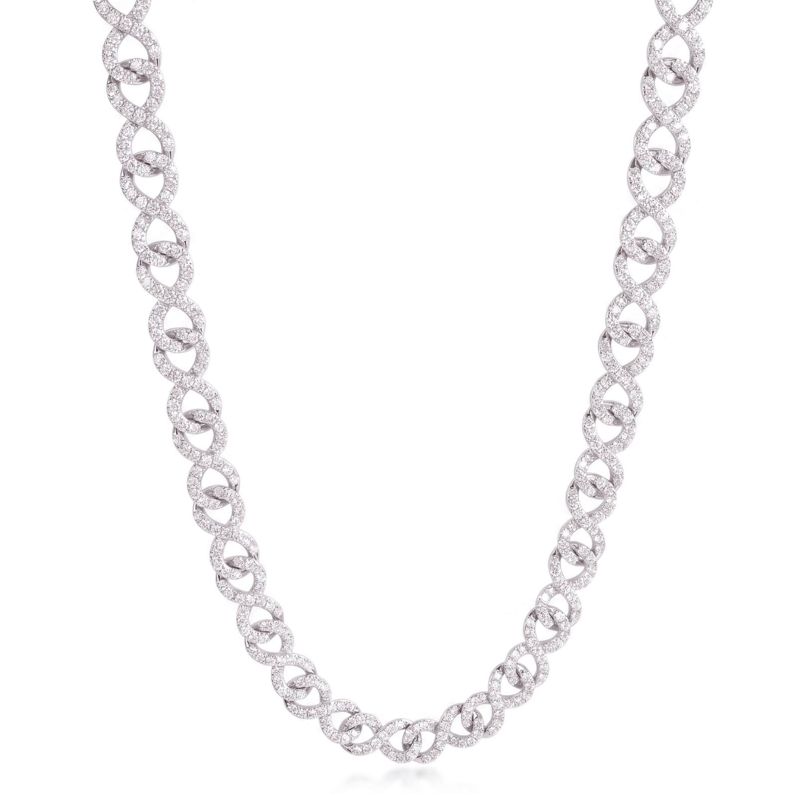‘Never Ending’ Infinity Loop chain featuring a sparkling, intricately linked design crafted to evoke endless elegance and timeless style.