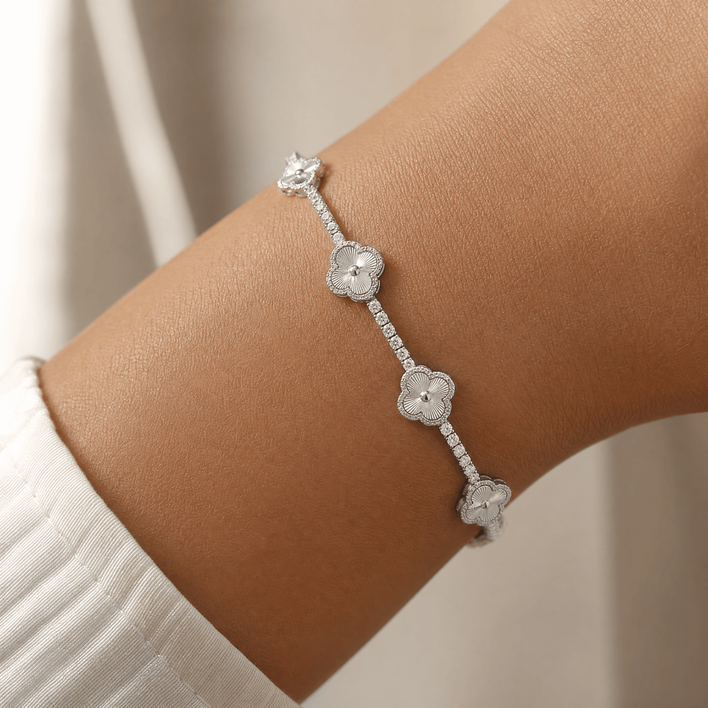 3MM Clover Tennis Bracelet | VVS Silver | Jamilah Jewels