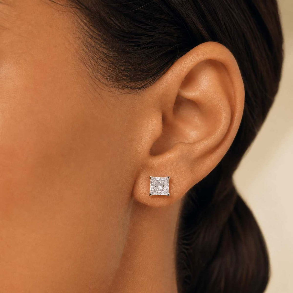 Luxe Princess Cut VVS Lab Stone Earrings by Jamilah Jewels - VVS Moissanite & .925 Sterling Silver Jewelry
