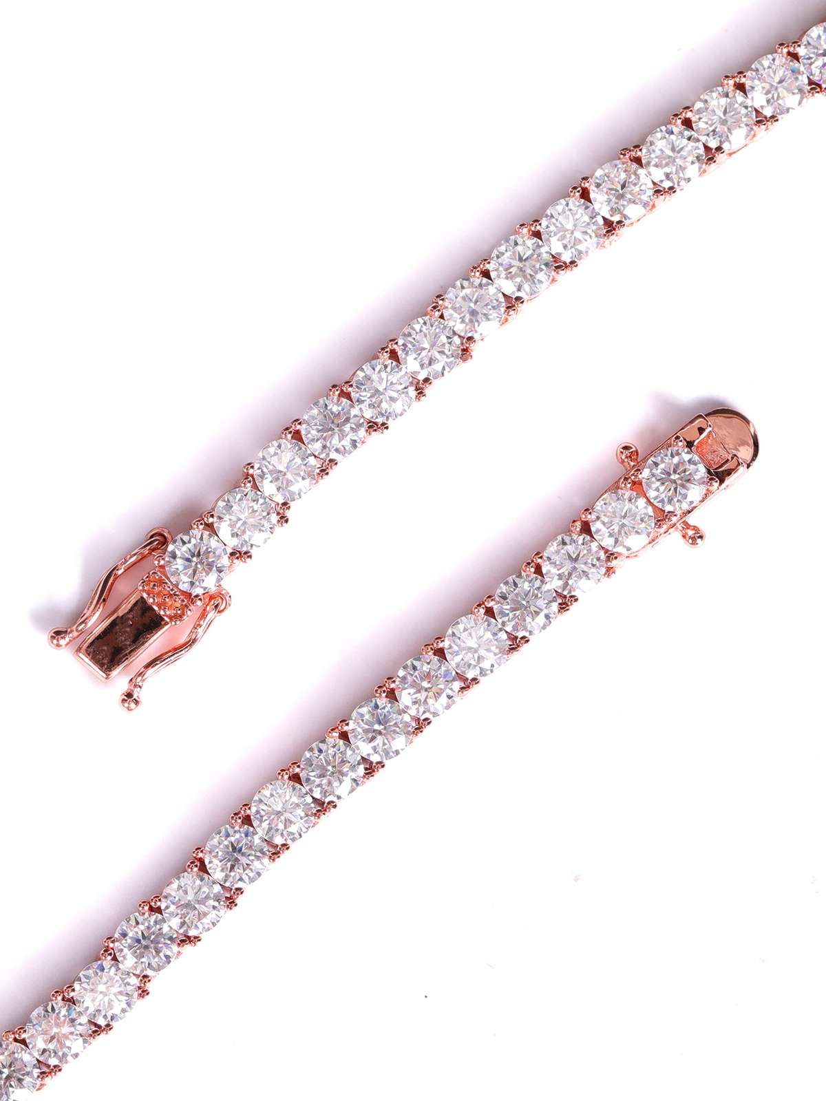4mm Tennis Chain with Round-Cut Lab Stone close-up - VVS Moissanite & .925 Sterling Silver - Jamilah Jewels