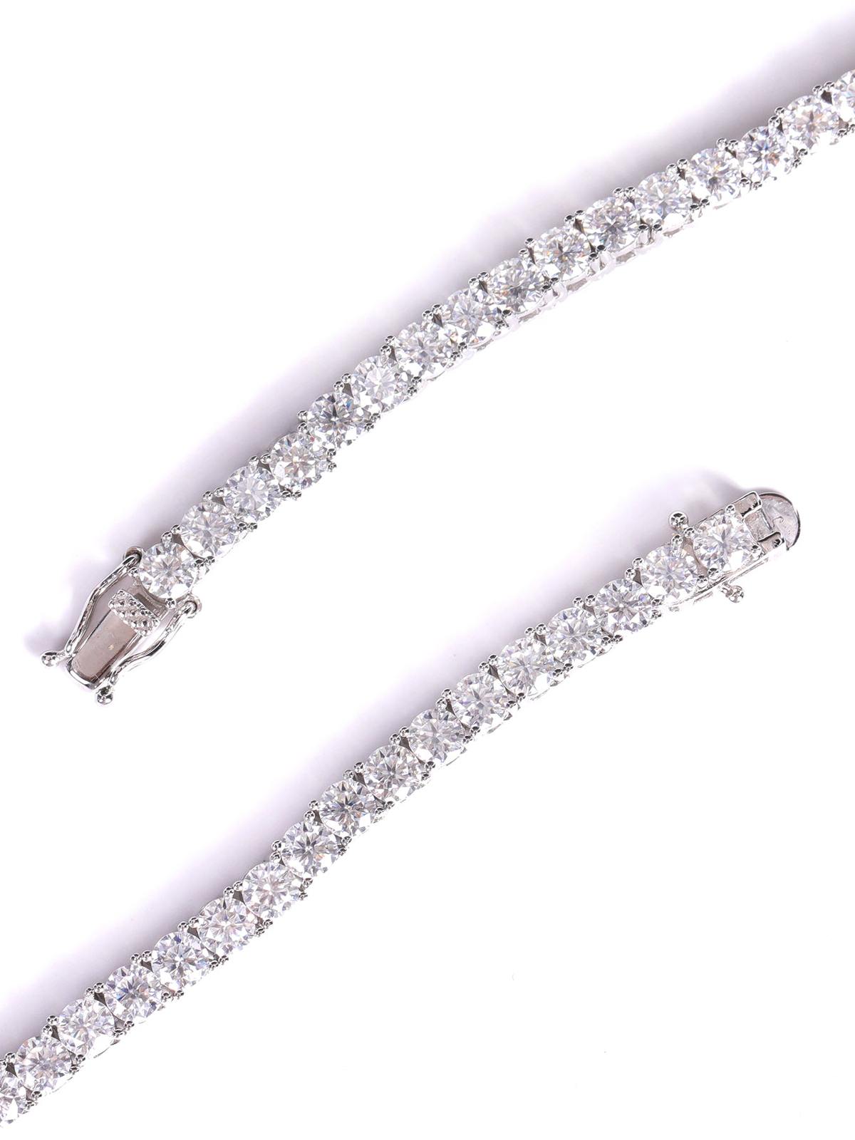 4mm Tennis Chain with Round-Cut Lab Stone close-up - VVS Moissanite & .925 Sterling Silver - Jamilah Jewels