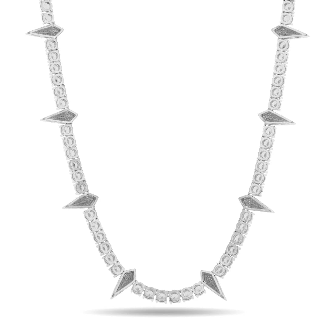 Rockstar Crown Spike Tennis Chain by Jamilah Jewels - VVS Moissanite .925 Sterling Silver close-up detail