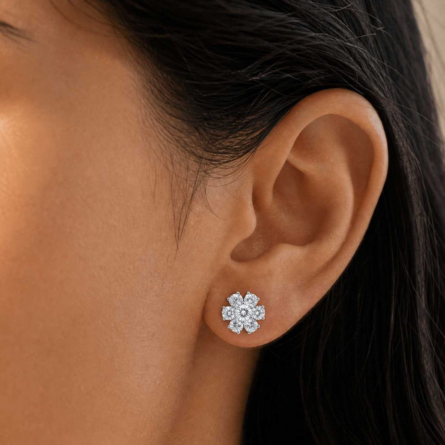 Elegant Snowflake Starburst Earrings by Jamilah Jewels - VVS Moissanite & .925 Sterling Silver Jewelry