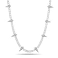 Rockstar Crown Spike Tennis Chain featuring a sleek design with evenly spaced spikes and sparkling stones, crafted for a bold and stylish statement.